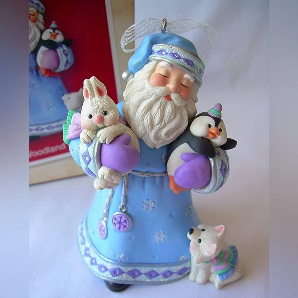 Vintage Woodland Friends Hallmark Keepsake Ornament 2002 Santa Bunny Penguin Dog